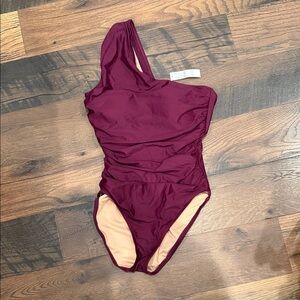 J Crew One-Shoulder Burgundy Swimsuit 12